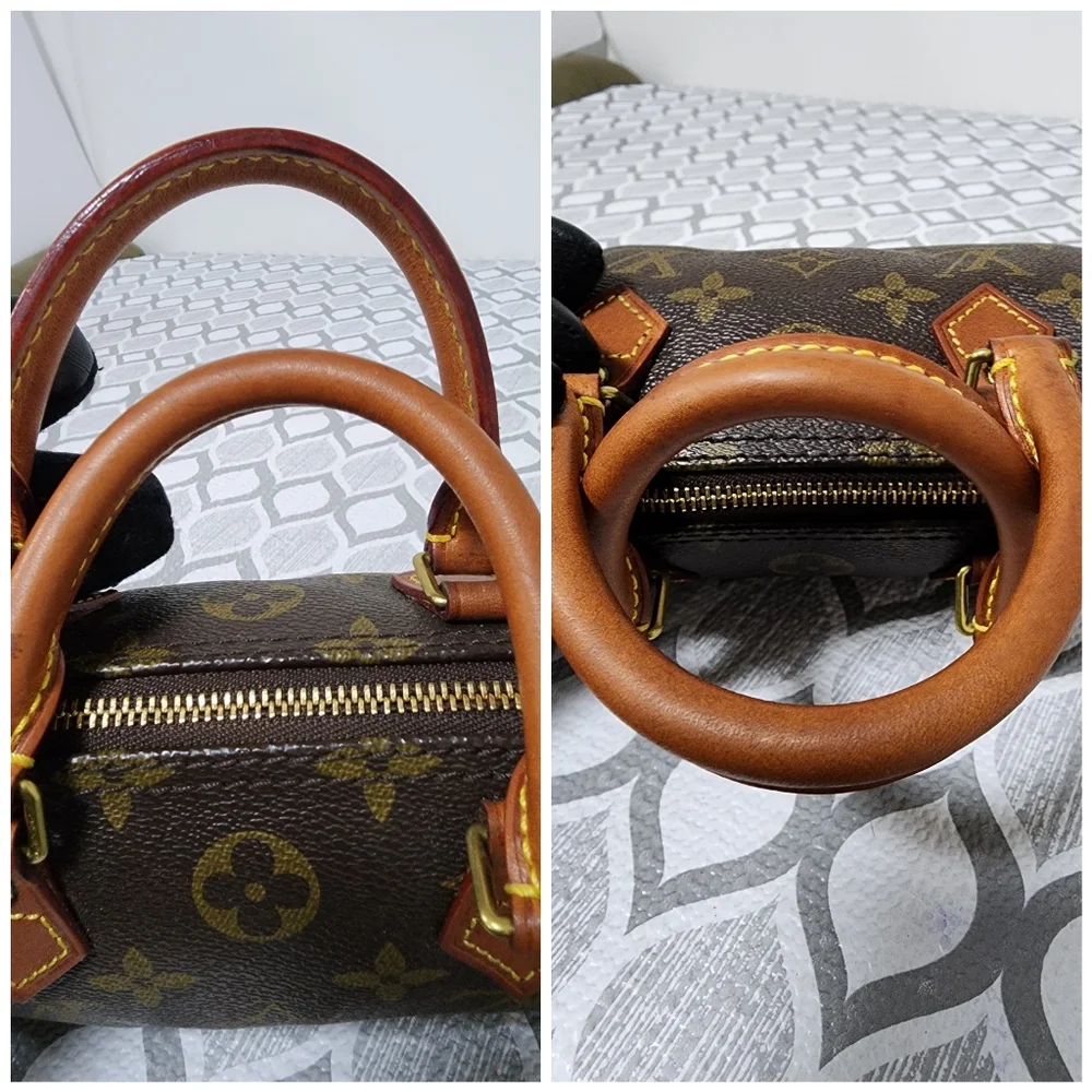 LOUIS VUITTON Monogram Mini Sac HL Boston Bag Brown